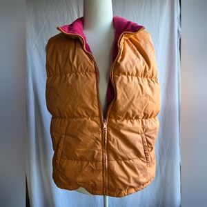 Orange Puffer Vest with Pink Lining